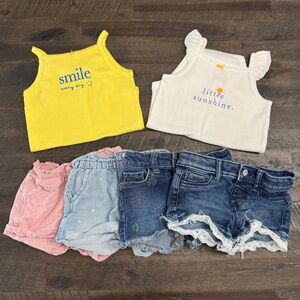 2T/24m Toddler Girl Bundle Lot - Tank Top Bodysuits and Shorts - Mixed Brands